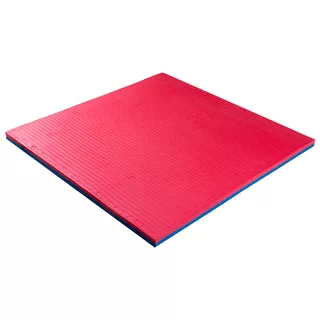 Mata puzzle fitness tatami na podłogę ochronna inSPORTline Malmeida 100x100x4 cm - czerwono-niebieski, wzór słomkowy