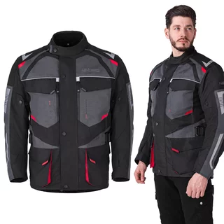 Męska kurtka motocyklowa W-TEC Burdys Evo - Czarno-szaro-czerwony