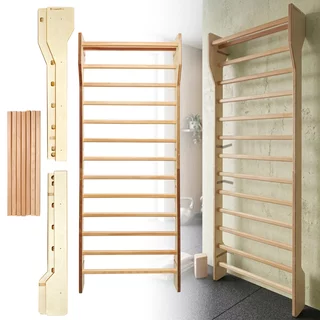 Drabinka gimnastyczna inSPORTline Shapemar 220x90 cm ∙ 12 szczebli ∙ nośność 130 kg ∙ drewno bukowe ∙ podwójnie lakierowana