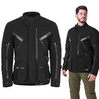 Męska kurtka motocyklowa W-TEC Nykolas ∙ 100% wodoodporna ∙ wyjmowana podpinka termiczna - Czarny