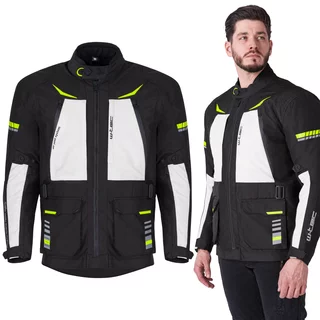 Kurtka motocyklowa W-TEC Warao ∙ wodoodporna ∙ oddychająca ∙ ochraniacze ce ∙ kieszenie wielofunkcyjne ∙ odblaski - Czarny-fluo