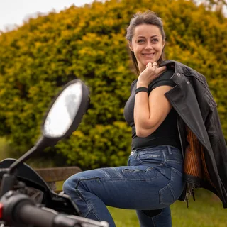 Damskie jeansy motocyklowe W-TEC Dynetis Lady - Niebieski