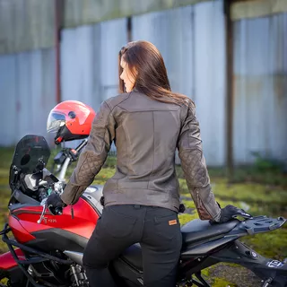 Damska skórzana kurtka motocyklowa W-TEC Kaika - Brązowy