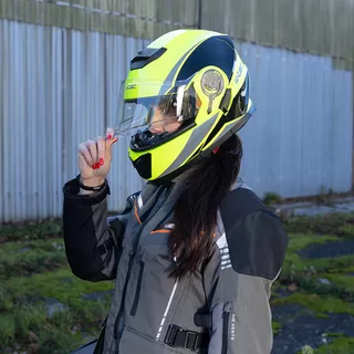 Kask motocyklowy pełny W-TEC Banelmeda - Czarny-fluo żółty