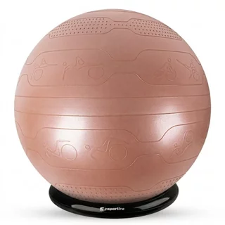 Piłka gimnastyczna inSPORTline Stretch Ball 65 cm ∙ z podstawą BallBase ∙ wypustki masujące ∙ nośność 200 kg ∙ piktogramy ćwiczeń - mus mokka