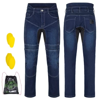Męskie jeansy motocyklowe W-TEC Biterillo Evo ∙ ochraniacze ∙ wzmocnienia aramidowe ∙ wentylacja na udach ∙ elastyczny denim - Niebieski