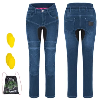 Damskie jeansy motocyklowe W-TEC Biterillo Lady ∙ aramid ∙ ochraniacze ∙ wentylacja ud ∙ wysoki stan ∙ elastyczne panele