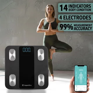 Inteligentna waga łazienkowa inSPORTline Syncale 20 ∙ smart ∙ 14 wartości ciała ∙ bluetooth ∙ fitdays ∙ nośność 180 kg ∙ szkło hartowane