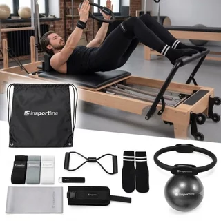 Zestaw do pilatesu inSPORTline Sinuata ∙ obręcz do pilatesu ∙ 3 gumy oporowe ∙ piłka ∙ skarpetki ∙ worek - Czarny