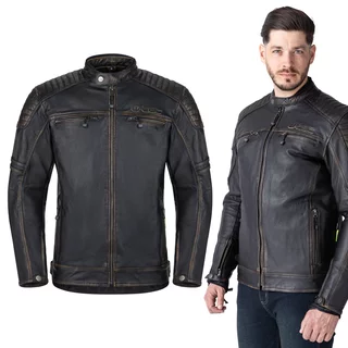 Skórzana kurtka motocyklowa W-TEC Mungelli EVO ∙ wyjmowane ochraniacze CE poziomu 2 ∙ odpinana ocieplana wkładka ∙ styl vintage