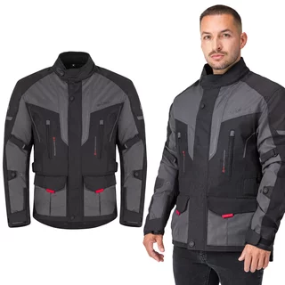 Męska kurtka motocyklowa W-TEC Xeniaq ∙ ochraniacze CE ∙ membrana wodoodporna ∙ podpinka termo ∙ AirVent - Czarno-szary