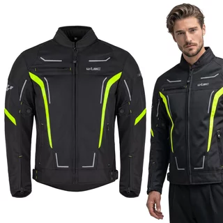 Letnia męska kurtka motocyklowa W-TEC Mirelio ∙ wentylacja AirVent ∙ ochraniacze CE ∙ membrana wodoodporna - Czarny-fluo