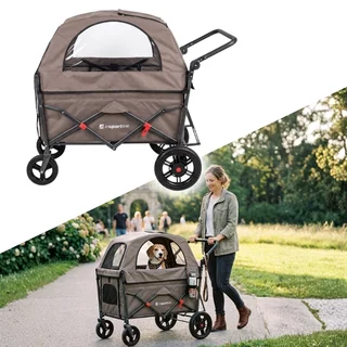 Składany wózek transportowy inSPORTline StrayPaws ∙ nośność 120 kg ∙ do przewozu psów ∙ Oxford 600D ∙ koła PU