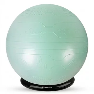 Piłka gimnastyczna inSPORTline Stretch Ball 65 cm ∙ z podstawą BallBase ∙ wypustki masujące ∙ nośność 200 kg ∙ piktogramy ćwiczeń - Miętowy