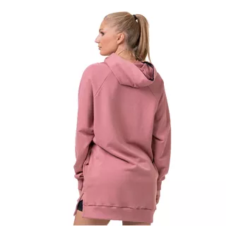 Długa bluza damska z kapturem Nebbia Everyday Hero 580 - Stara Różyczka