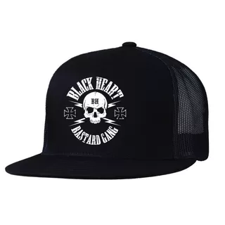 Czapka z daszkiem BLACK HEART Bastard Skull Trucker - Czarny - Czarny