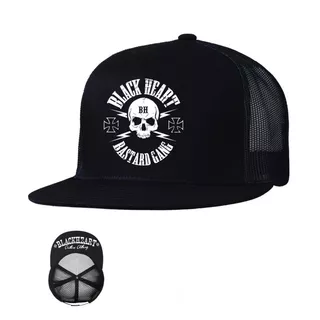 Czapka z daszkiem BLACK HEART Bastard Skull Trucker - Czarny