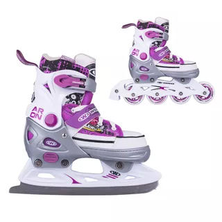 Regulowane rolki i łyżwy 2w1 Worker Aron White ∙ system regulacji jednym przyciskiem ∙ rama wzmocniona ∙ zdejmowany hamulec ∙ MicroLock