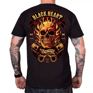 T-shirt Black Heart Hell Boy ∙ bawełna 100% ∙ krótki rękaw ∙ rebeliancki nadruk ∙ dla motocyklistów - Czarny