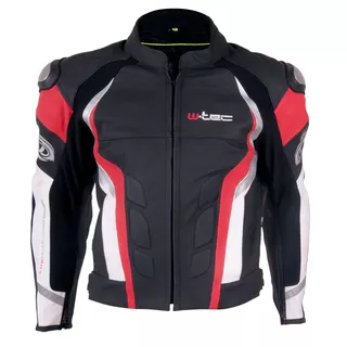 Męska skórzana kurtka motocyklowa W-TEC Velocity - Czarno-czerwony - Czarno-czerwony