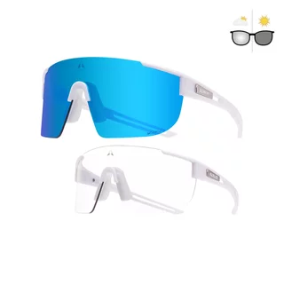 Fotochromowe sportowe okulary przeciwsłoneczne Altalist Kaku SP4 - biały z niebieskimi okularami