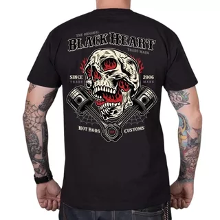 Koszulka męska na motocykl t-shirt BLACK HEART Flame Piston