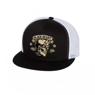 Czapka z daszkiem BLACK HEART Devil Skull Trucker - Biały