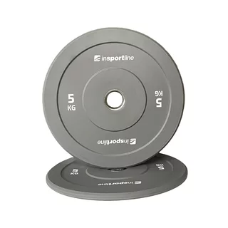 Gumowane obciążenie olimpijskie inSPORTline Bumper Plate Go ∙ 5 kg ∙ 50 mm ∙ powłoka amortyzująca ∙ rdzeń stalowy ∙ wytrzymałe