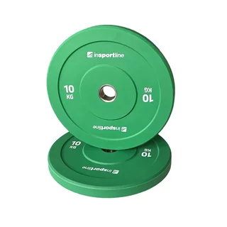 Gumowane obciążenie olimpijskie inSPORTline Bumper Plate Go ∙ 10 kg ∙ 50 mm ∙ powłoka amortyzująca ∙ rdzeń stalowy ∙ wytrzymałe
