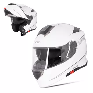 Kask motocyklowy szczękowy z blendą W-TEC Venero - Glossy Black-Gold - Błyszczący biały