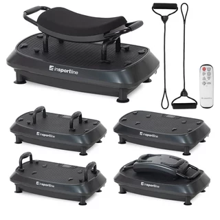 Dwupoziomowa platforma wibracyjna inSPORTline Duonique ∙ 3 wibracje ∙ 30 prędkości ∙ 6 programów ∙ pilot zdalnego sterowania ∙ nośność 100 kg ∙ ekspandery