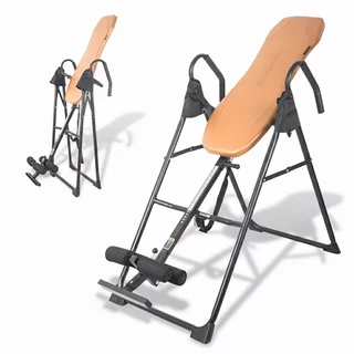 Ławka odwracalna grawitacyjna inSPORTline Verge ∙ stalowy stelaż ∙ regulowane uchwyty na stopy ∙ antypoślizgowa - Brązowy