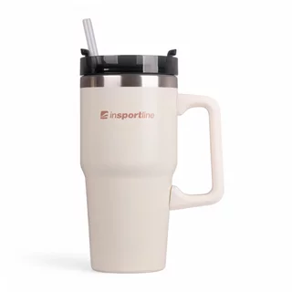 Kubek termiczny termos inSPORTline Teasara 600 ml - Czarny - Beżowy