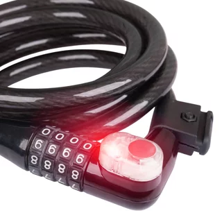 Zapięcie rowerowe, zamek szyfrowy W-TEC Bahrand 12*1800mm ze światłem LED