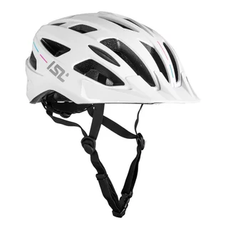 Kask rowerowy inSPORTline Winsdor ∙ nowoczesny design ∙ technologia in-mold ∙ zdejmowany daszek ∙ wysoka wentylacja - Matowa biel/przydymiony róż