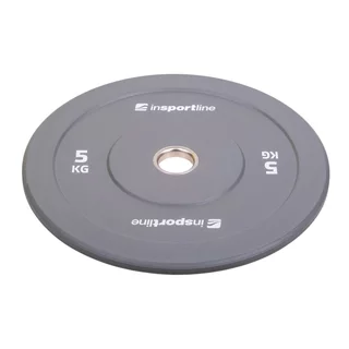 Gumowane obciążenie olimpijskie inSPORTline Bumper Plate Go ∙ 5 kg ∙ 50 mm ∙ powłoka amortyzująca ∙ rdzeń stalowy ∙ wytrzymałe