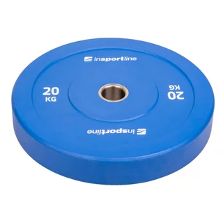 Gumowane obciążenie olimpijskie inSPORTline Bumper Plate Go ∙ 20 kg ∙ 50 mm ∙ powłoka amortyzująca ∙ rdzeń stalowy ∙ wytrzymałe
