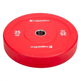 Gumowane obciążenie olimpijskie inSPORTline Bumper Plate Go ∙ 25 kg ∙ 50 mm ∙ powłoka amortyzująca ∙ rdzeń stalowy ∙ wytrzymałe