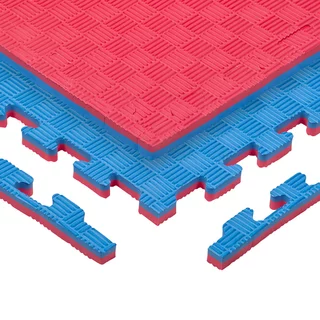 Mata Puzzle tatami podkładka do ćwiczeń inSPORTline Sazegul 100x100x2 cm - czerwono-niebieski, wzór 5 pasków