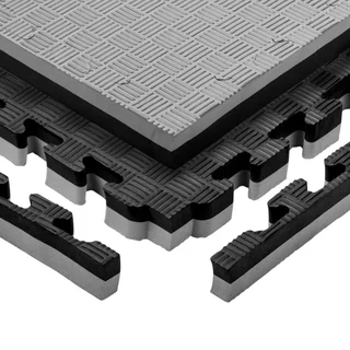 Mata puzzle fitness tatami na podłogę ochronna inSPORTline Malmeida 100x100x4 cm - szaro-czarny, wzór 5 pasków
