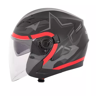 Kask motocyklowy otwarty W-TEC Barcela Vermella - Czarno-szary