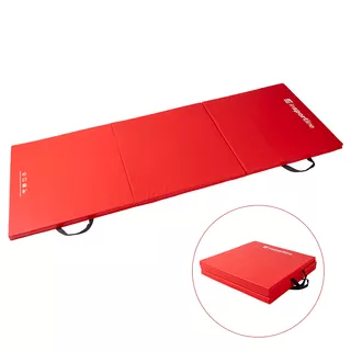 Składany materac gimnastyczny mata inSPORTline Trifold 195x90x5 cm - Czarny - Czerwony