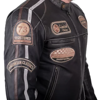 Męska skórzana kurtka motocyklowa W-TEC Sheawen Vintage - Czarny