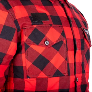Koszula flanelowa męska motocyklowa W-TEC Black Heart Respector II - czarny z czerwonym paskiem