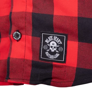 Koszula flanelowa męska motocyklowa W-TEC Black Heart Respector II - czarny z czerwonym paskiem