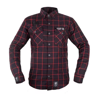 Koszula flanelowa męska motocyklowa W-TEC Black Heart Respector II - czarny z czerwonym paskiem