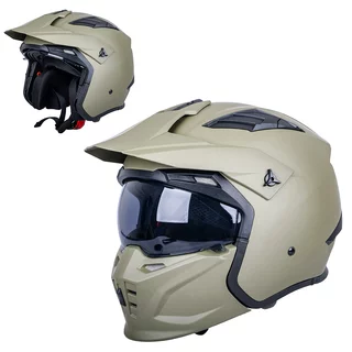 Kask motocyklowy modułowy W-TEC Badalone Army ∙ 3w1 ∙ waga 1250 g ∙ skorupa ABS ∙ blenda przeciwsłoneczna - beżowy matowy