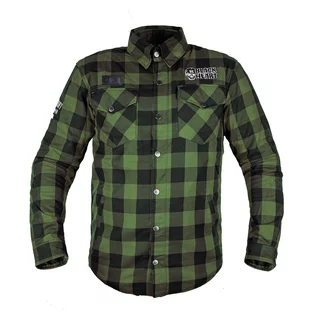 Koszula motocyklowa W-TEC Black Heart Rattlesneak - w zielono-czarną kratkę