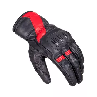 Skórzane rękawice motocyklowe W-TEC Bowia - Czarno-czerwony
