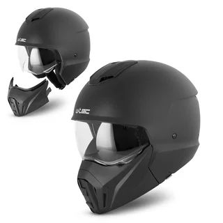 Kask modułowy motocyklowy W-TEC Satalone ∙ 2 w 1 ∙ homologacja ∙ skorupa ABS ∙ wyjmowana wyściółka ∙ zapięcie mikrometryczne - Black Matt